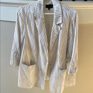 Skies are Blue Women’s  White and Black Striped Blazer